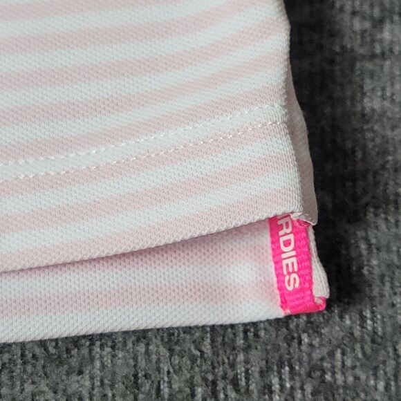 G/FORE Feeder Stripe Modern Spread Tech Pique Polo Mens XL Blush Pink - Picture 9 of 13